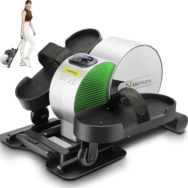 Green compact mini leg exerciser with digital display and carry handle