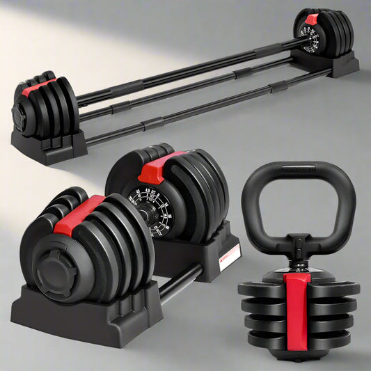 Adjustable Dumbbell, Kettlebell & Barbell Set